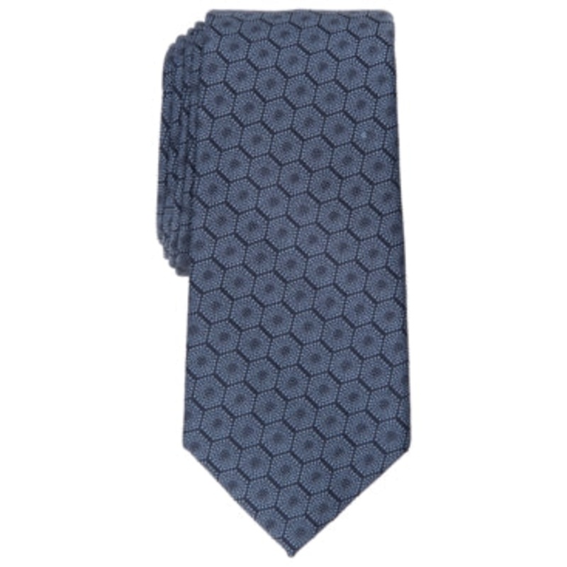 Alfani Men's Necktie Slim Geometric Tie Blue