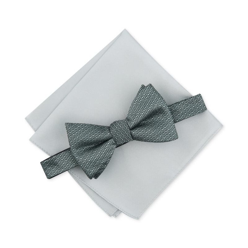Alfani Mens 2 Piece Bow Tie Pocket Square Set Mint Green Necktie