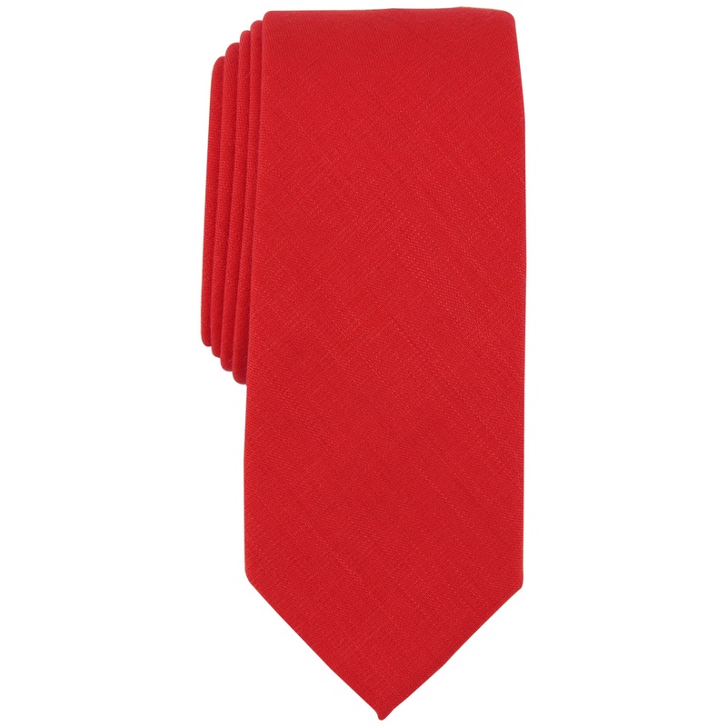 Alfani Mens Britton Solid Red Tie Necktie