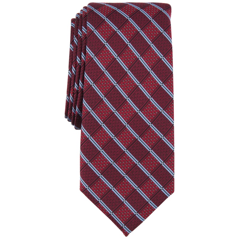 Alfani Mens Burgundy Red Dash Stripe Tie Necktie