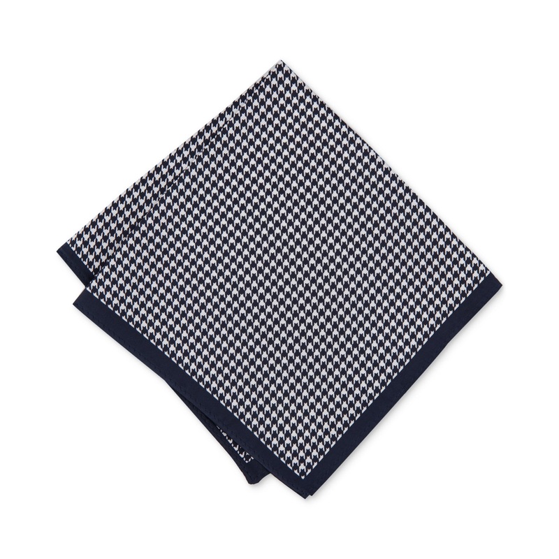 Alfani Mens Houndstooth Pocket Square Navy Blue