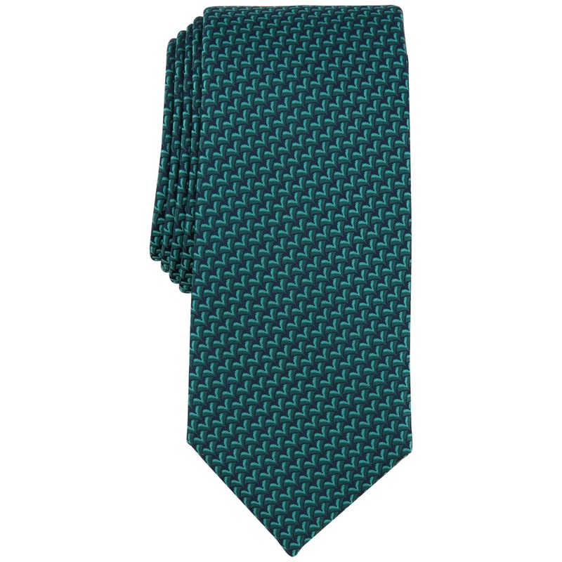 Alfani Mens Scott Slim Mini Neat Tie Hunter Green Necktie
