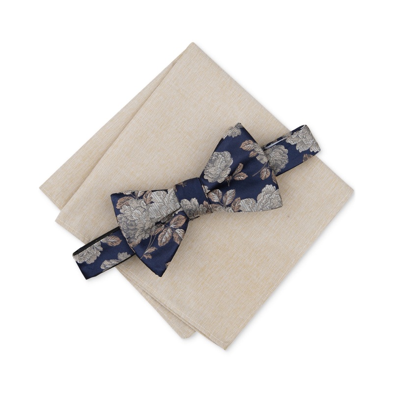 Bar III Men's Ellery Floral Bow Tie Tan Beige Necktie