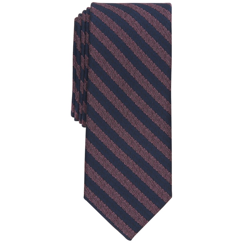 Bar III Mens Cruiser Skinny Herringbone Tie Berry Purple Necktie
