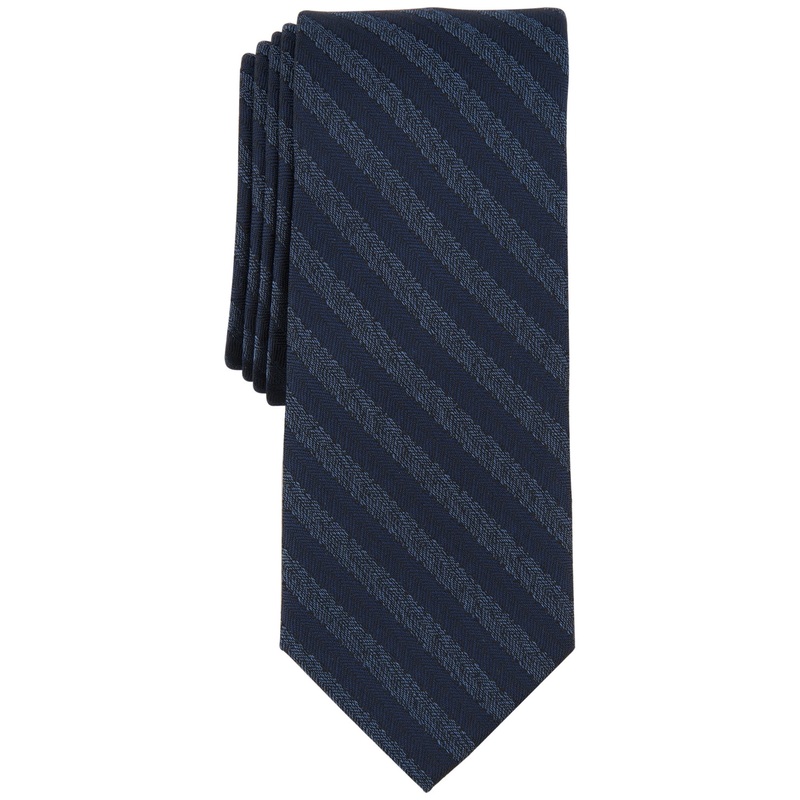 Bar III Mens Cruiser Skinny Herringbone Tie Slate Blue Necktie