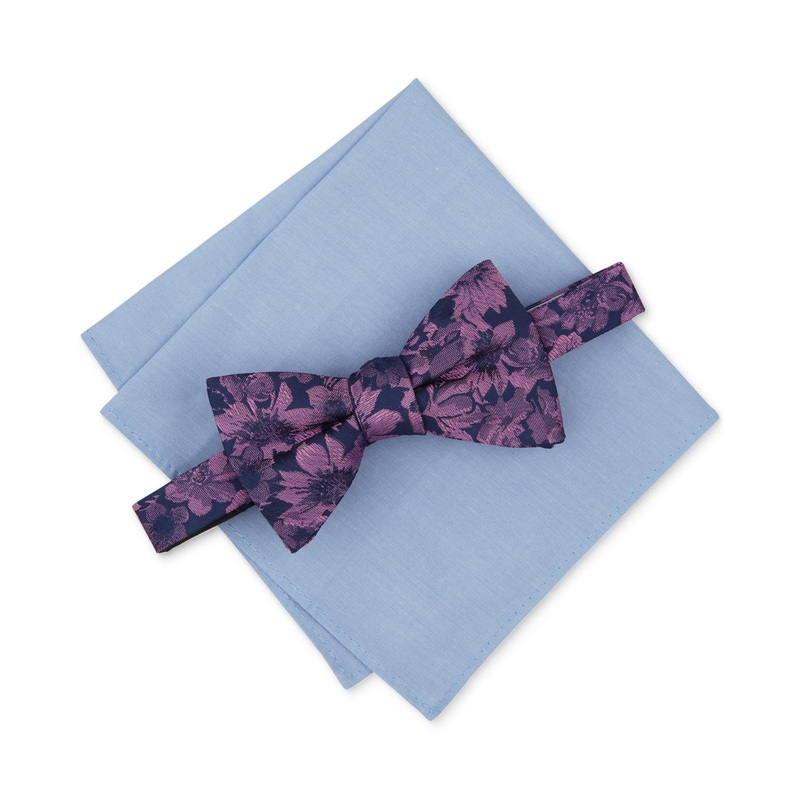 Bar III Mens Malaga Floral Bow Tie Rose Pink Necktie