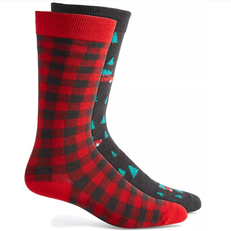 Club Room Holiday 2 Pack Crew Socks Red Green One Size