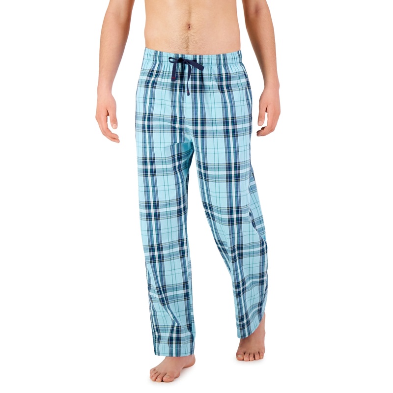 Club Room Men's Lando Plaid Pajama Pants Aqua Blue Combo Small