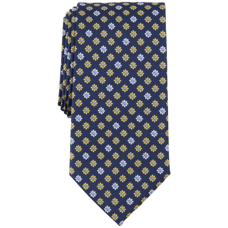Club Room Men's Upland Tie Floral Medallion Yellow Necktie