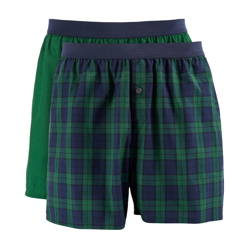 Club Room Mens 2 Pack Boxer Shorts Patterned Solid Ever Green Small