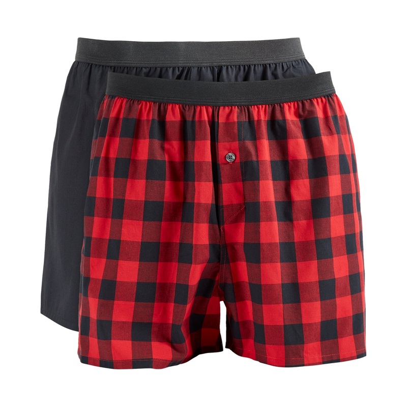 Club Room Mens 2 Pack Patterned Solid Boxer Shorts Deep Black Red Medium