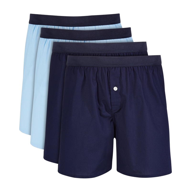 Club Room Mens 4 Pk Cotton Boxers Navy Blue XXL 2XL Boxer Shorts