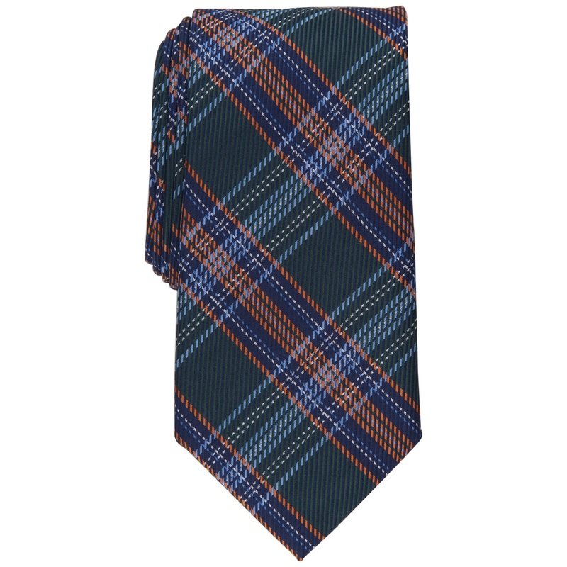 Club Room Mens Benson Plaid Tie Dark Green Necktie