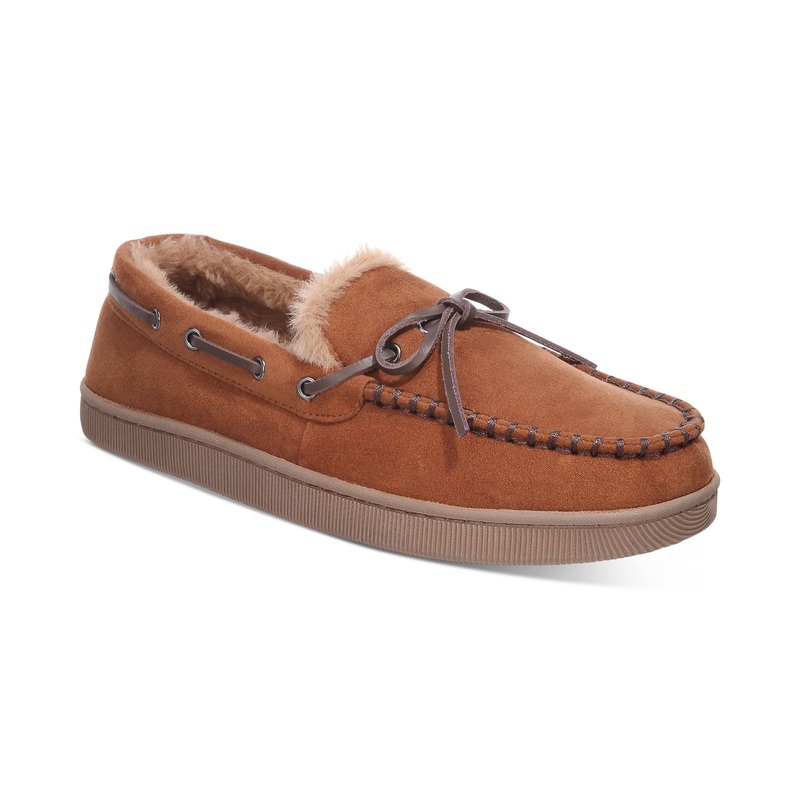 Club Room Mens Moccasin Slippers Tan Medium 8 to 9