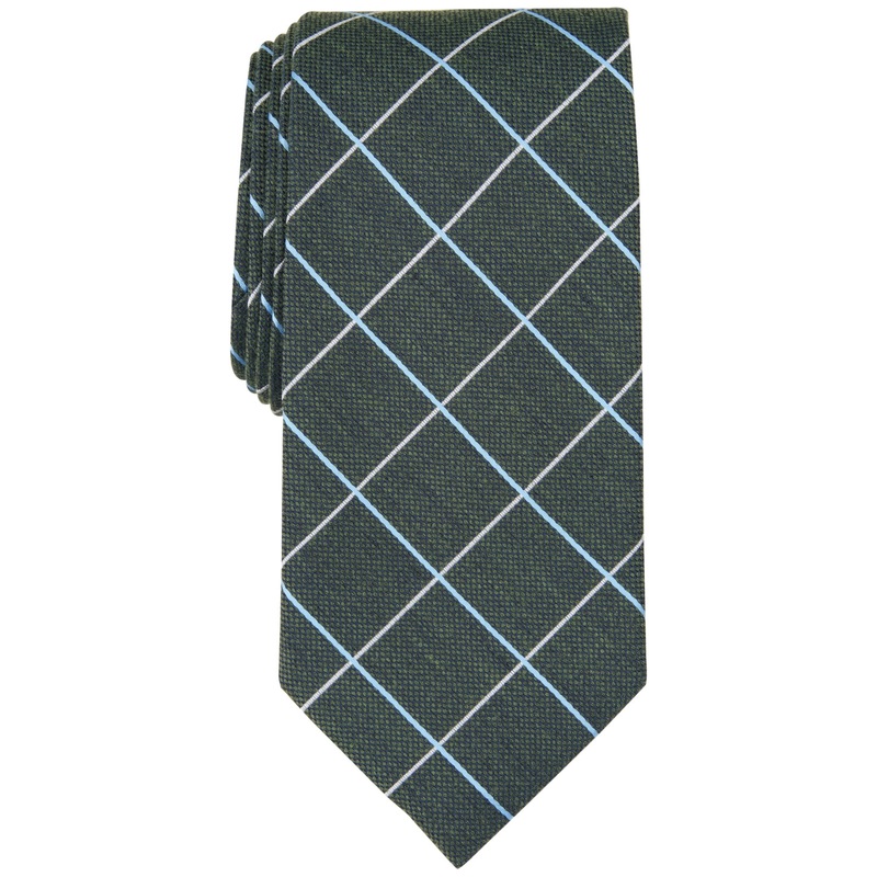 Club Room Mens Necktie Preston Grid Tie Algae Green