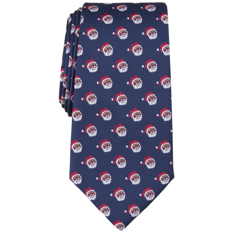 Club Room Mens Necktie Santa Graphic Navy Blue Tie