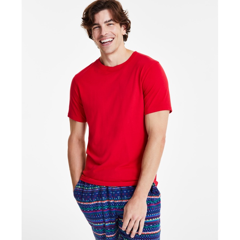 Club Room Mens Pajama Sleep Short Sleeve T Shirt Tango Red Small