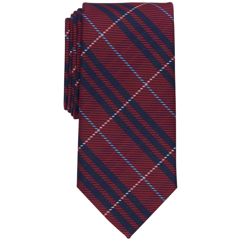 Club Room Mens Powell Plaid Tie Red Necktie