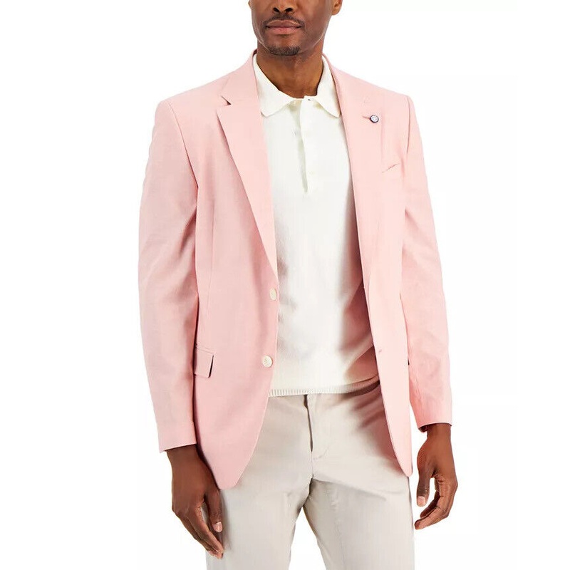NAUTICA Mens Modern-Fit Stretch Chambray Sport Coat Rose Pink 38R