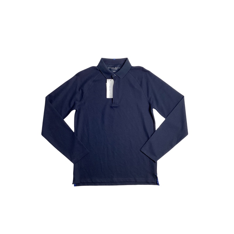 Perry Ellis Men's Long Sleeve Polo Shirt Dark Sapphire Blue Small