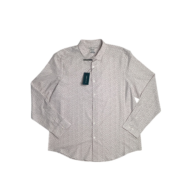 Perry Ellis Mens All Over Dot Print Button Down Shirt Beige XXL