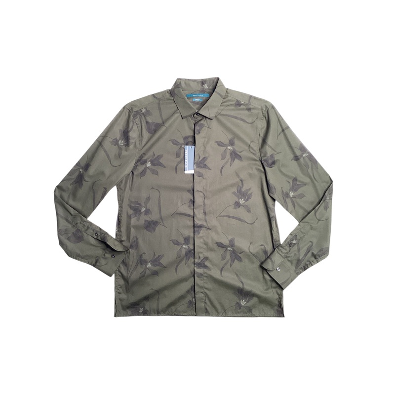Perry Ellis Mens Floral Print Button Down Shirt Rosin Green XL