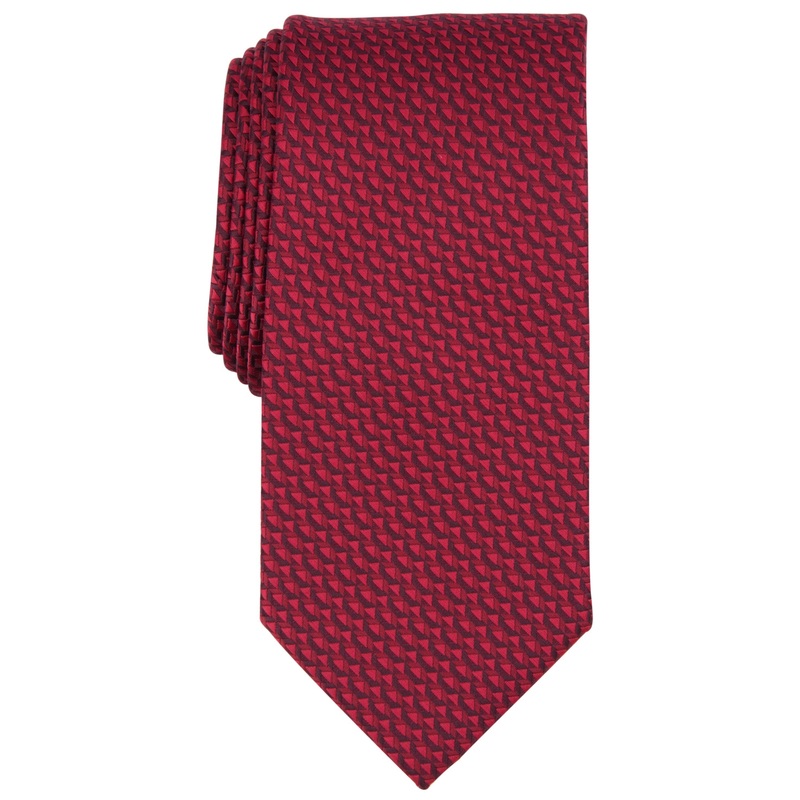 Perry Ellis Mens Larsone Mini Pattern Tie in Burgundy Red Necktie