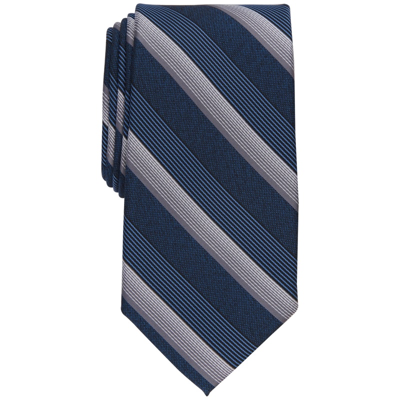 Perry Ellis Mens Necktie Preston Stripe Tie Navy Blue