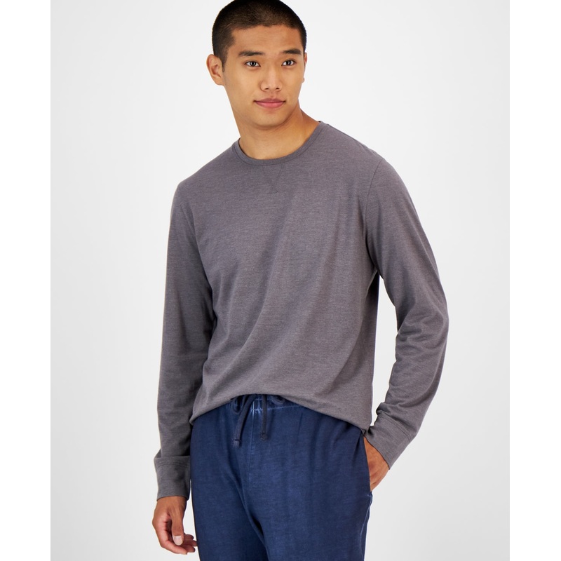 Sun Stone Men's Sun Wash Long Sleeve Pajama Shirt Grey Small