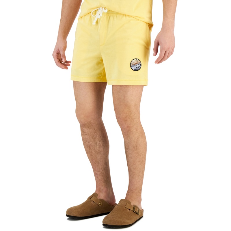 Sun Stone Mens Good Vibes Patch Pajama Shorts Cornsilk Yellow Small