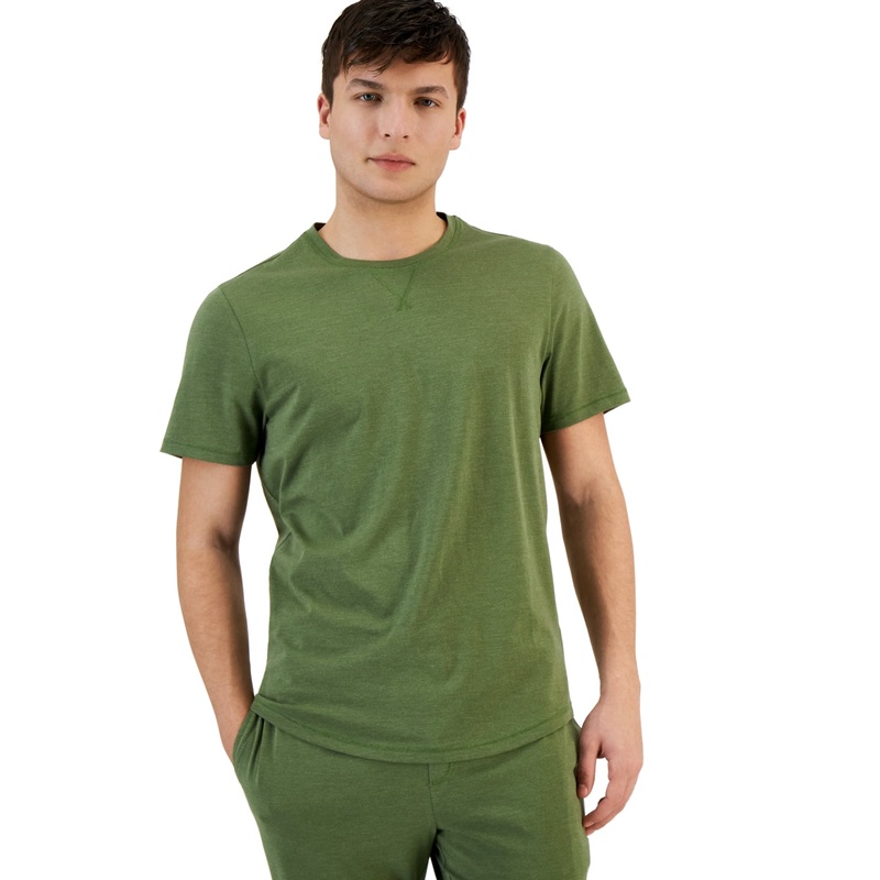 Sun Stone Mens Short Sleeve Crewneck Pajama T Shirt Olive Green Small