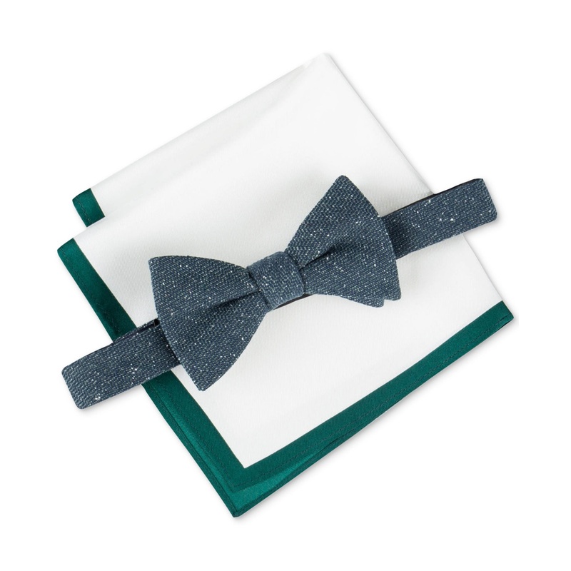 Tommy Hilfiger Men's Donegal Textured Bow Tie Hunter Green Necktie