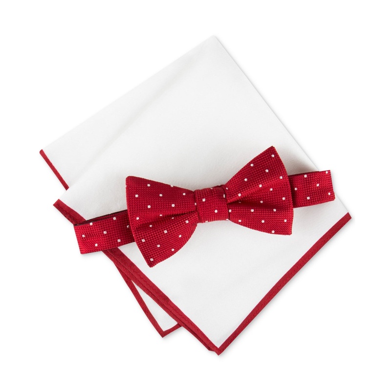 Tommy Hilfiger Men's Metcalf Dot Bow Tie Red Necktie