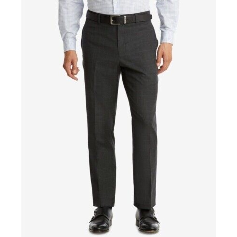Tommy Hilfiger Modern-Fit TH Flex Performance Plaid Pants 33 x 32 Grey