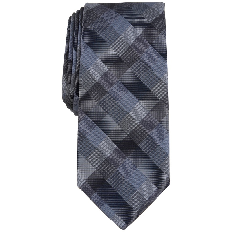 Alfani Men's Avondale Plaid Grey Tie Necktie