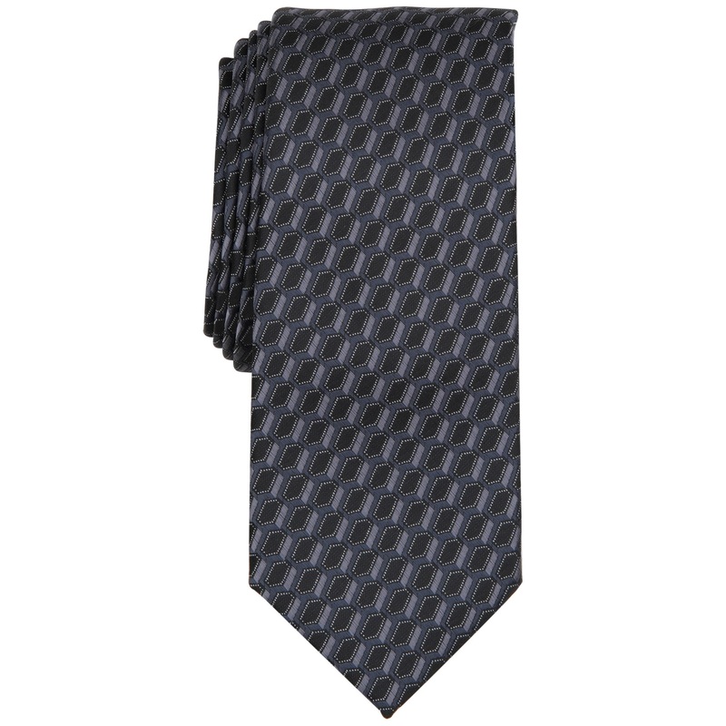 Alfani Men's Empire Geo Tie Print Charcoal Grey Necktie