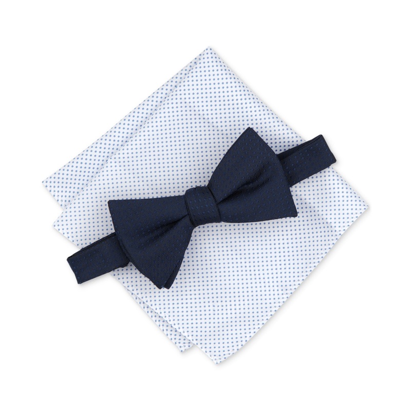 Alfani Mens Allendale Solid Bow Tie Navy Blue Necktie