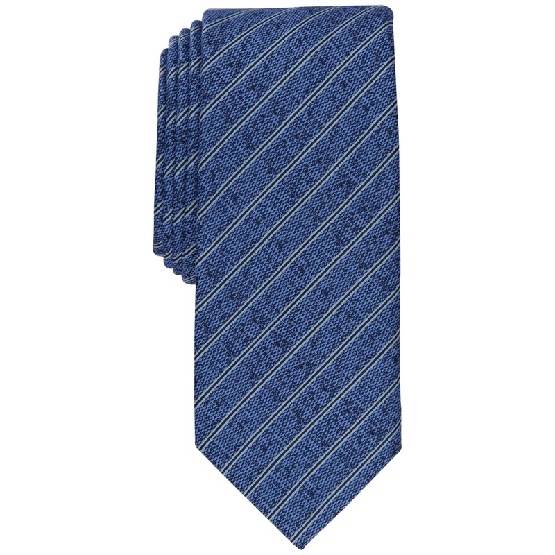 Alfani Mens Slim Stripe Tie Navy Blue Necktie