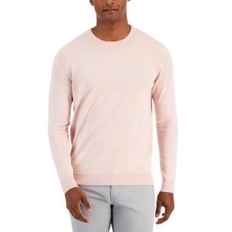 Alfani Mens Solid Crewneck Sweater Polished Nude Large