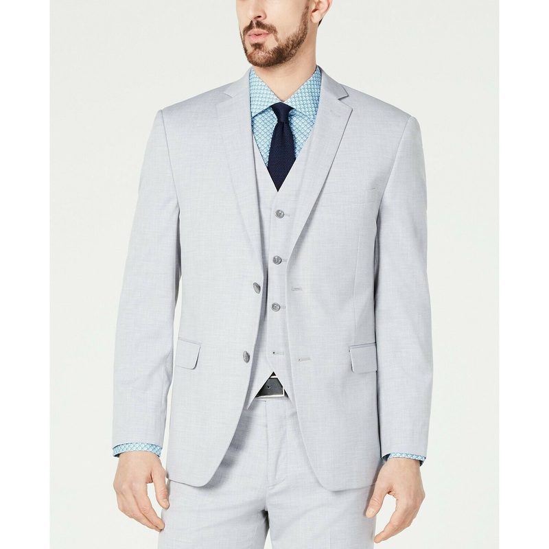 Alfani Mens Suit Jacket 36R Slim-Fit Performance Stretch Light Grey