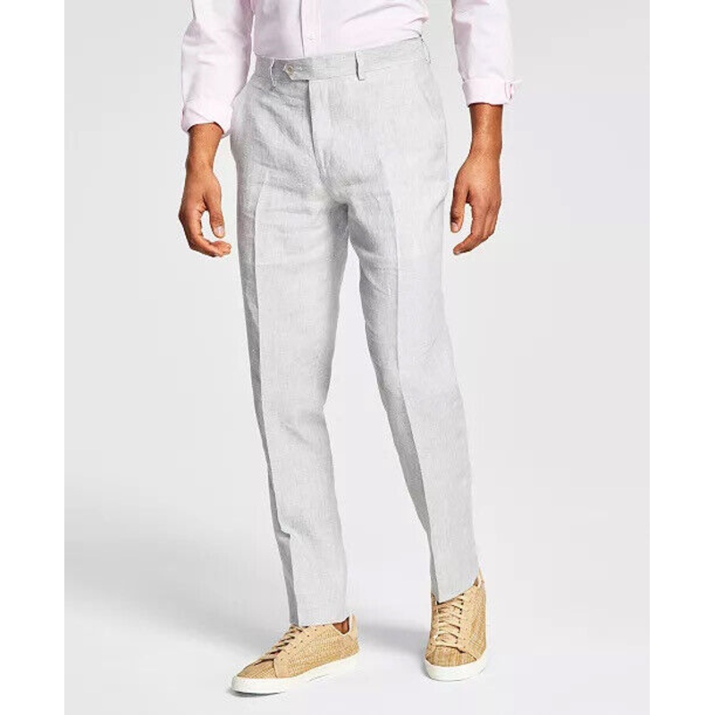 BAR III Men's Slim-Fit Textured Linen Suit Dress Pant Light Grey 38 x 32