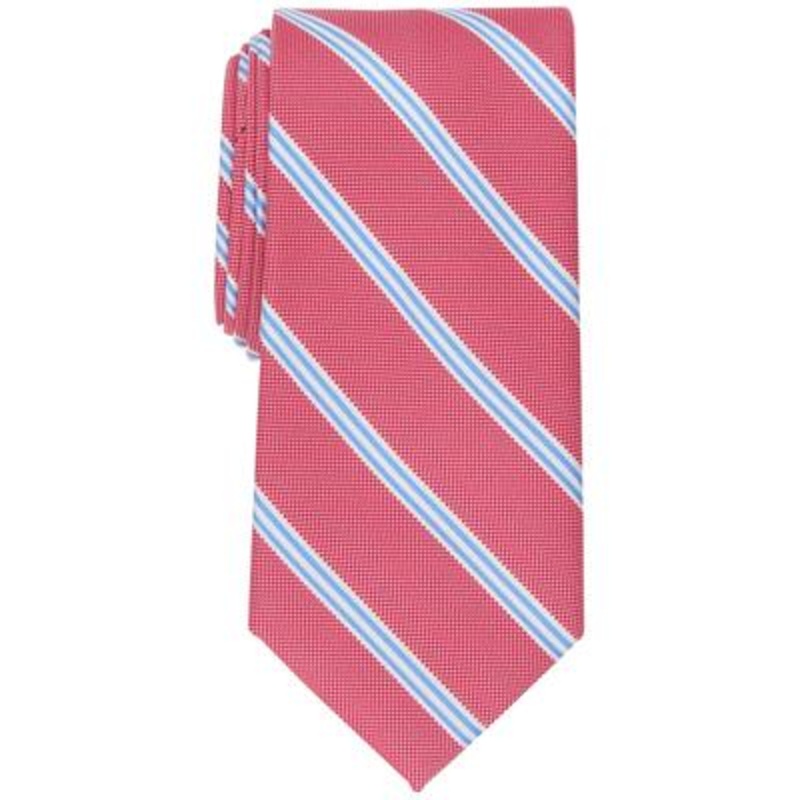 Club Room Men's Necktie  Red Classic Stripe Tie