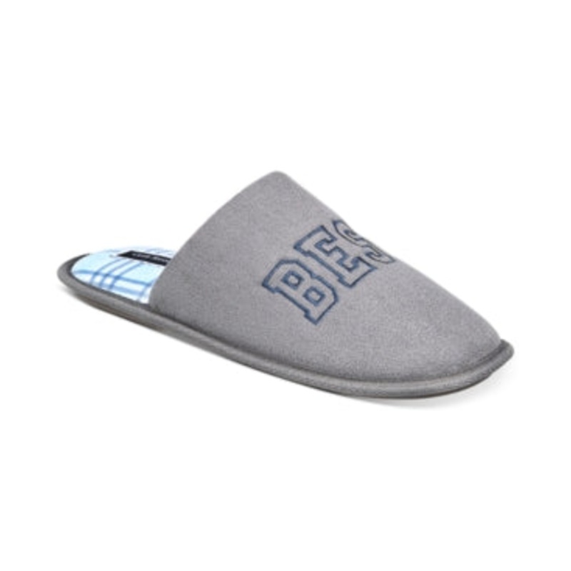 Club Room Mens Best Dad Embroidered Slippers Grey Small  to 7