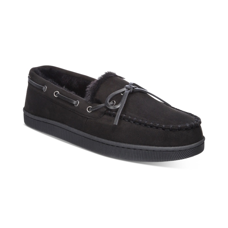 Club Room Mens Moccasin Slippers Black Size Small 6 to 7