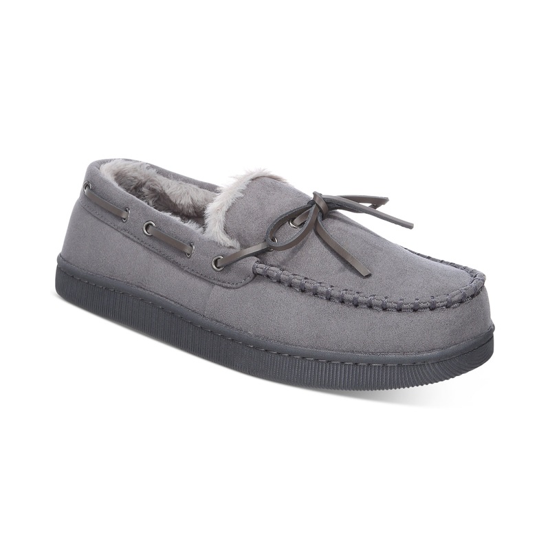 Club Room Mens Moccasin Slippers Grey Size Medium 8 to 9