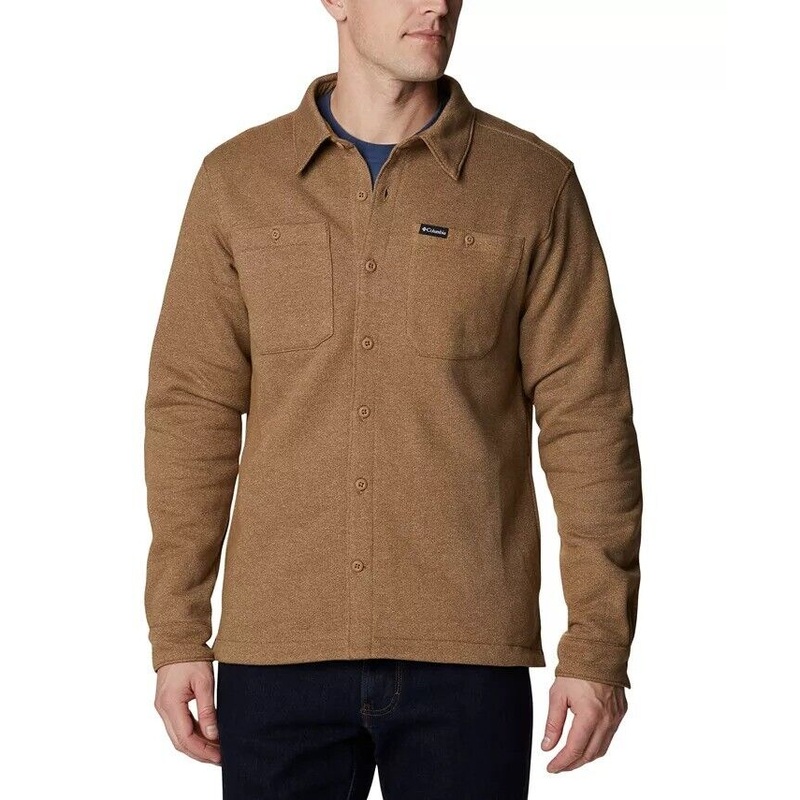 COLUMBIA Mens Great Hart Mountain Shirt Jacket Medium Brown
