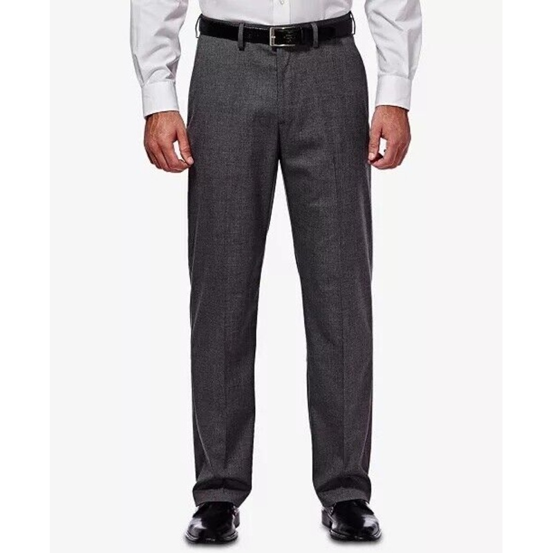 HAGGAR J.M. Mens Dark Grey 34 x 30 Classic Fit Stretch Sharkskin Pants Flat