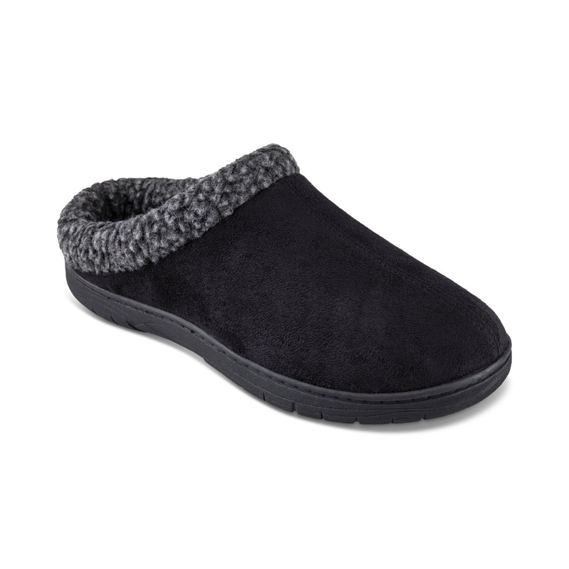 Haggar Men's Fleece Lined  Clog Slippers Black Size 8 to 9