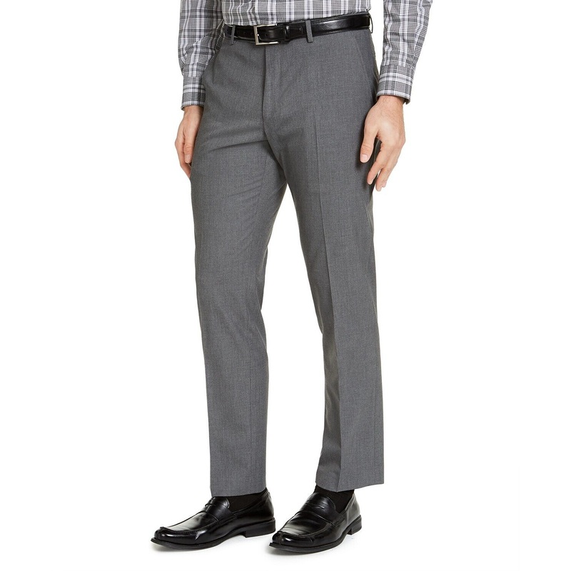 IZOD Men's Classic-Fit Suit Pants Grey Solid 41 x 32 Flat Front Pant