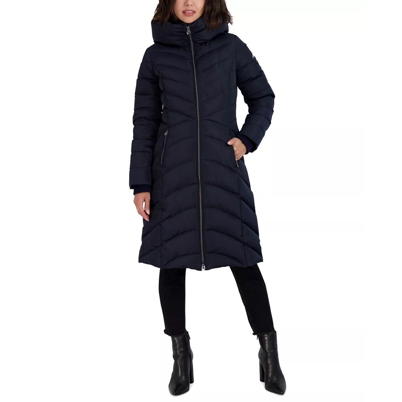LAUNDRY BY SHELLI SEGAL Women's Cozy Collar Hooded Puffer Coat Black Medium